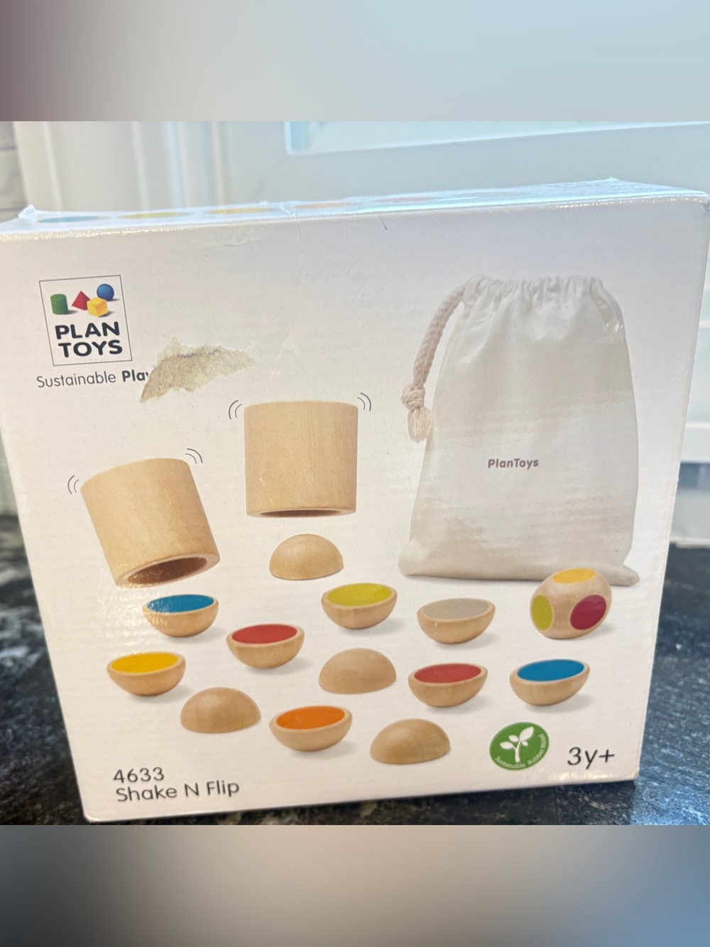 Plan Toys matching game. Educational. Learning. Wooden. Colors. Dice.